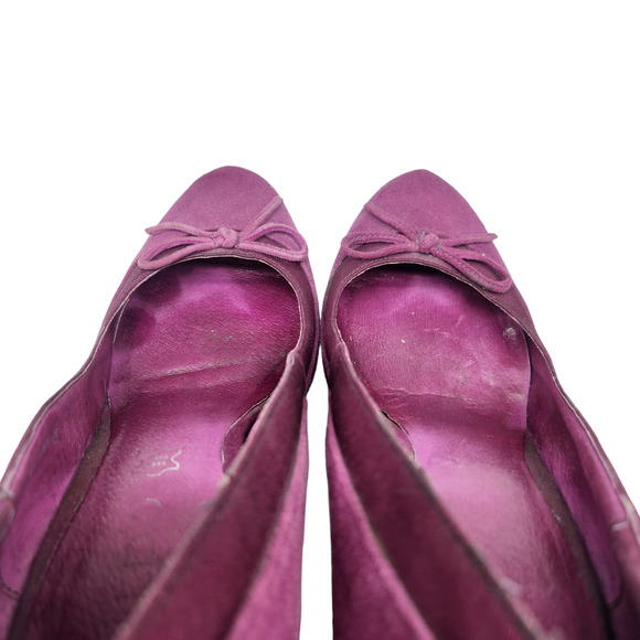 Aldo Shoes Womens 39 8.5 Purple Suede Bow Tie Heels Closed Toe Dressy Cone Heel - Picture 9 of 12